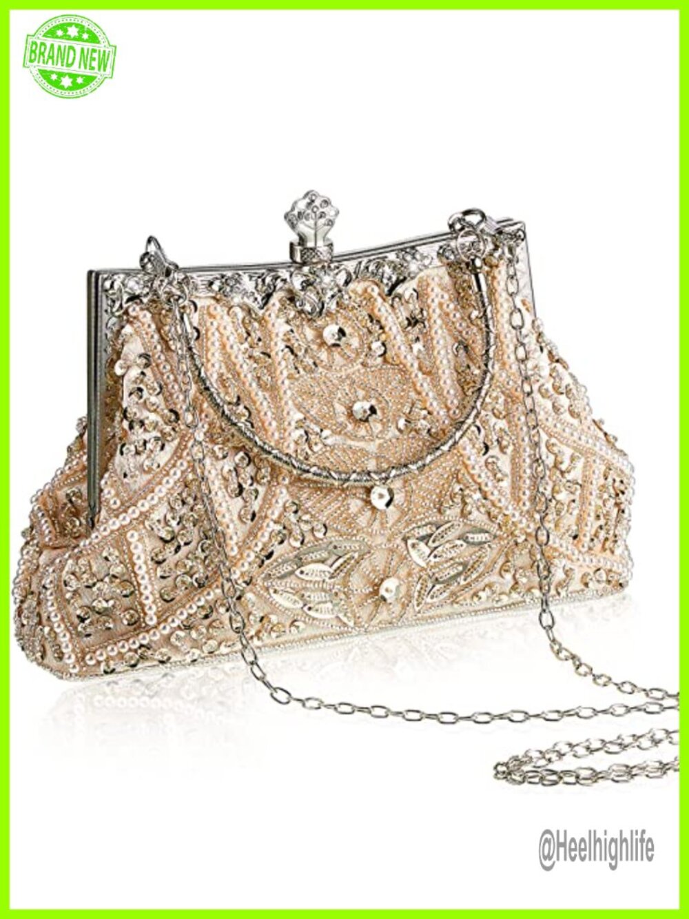 Beaded Clutch Evening Bag Sequin Rhinestone Vintage Party Purse